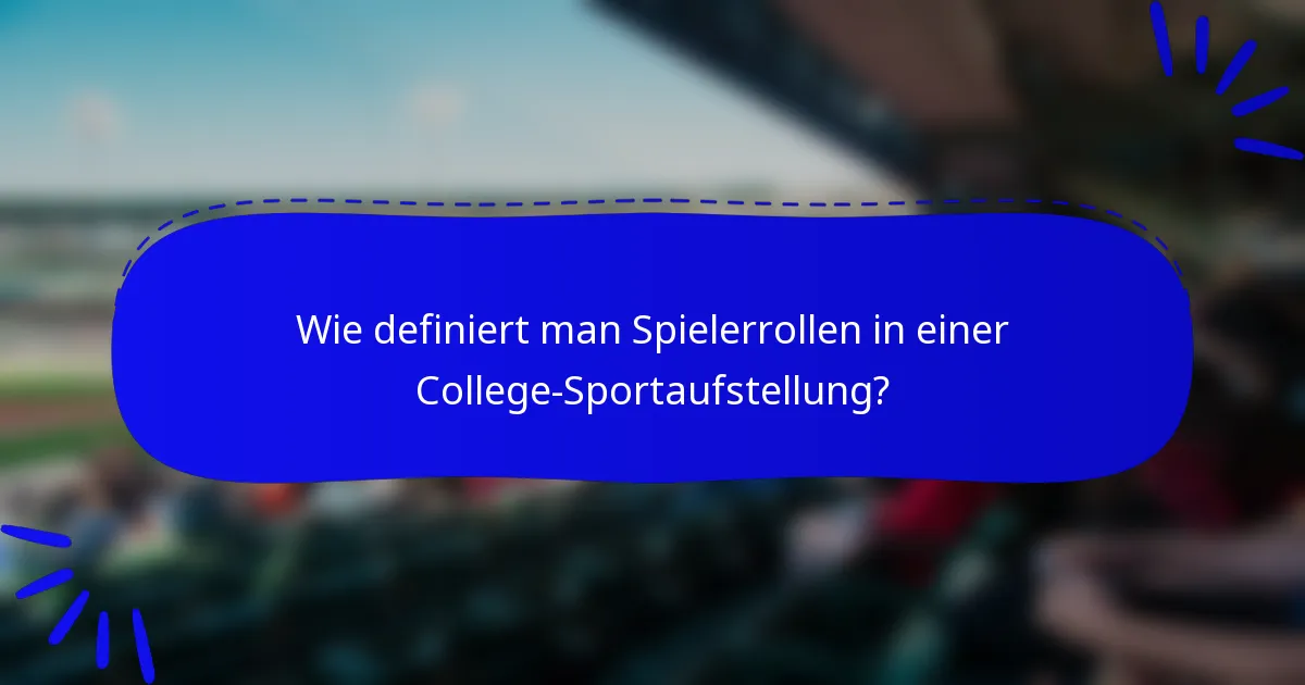 Wie definiert man Spielerrollen in einer College-Sportaufstellung?